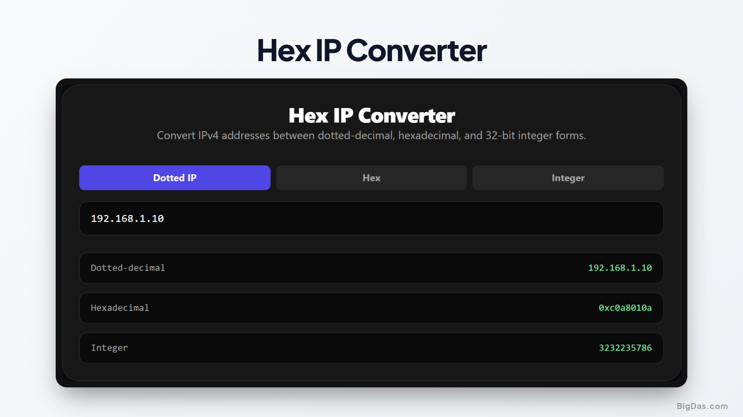 Understanding IP Address Formats: A Complete Guide to Hex IP Conversion interactive tool preview