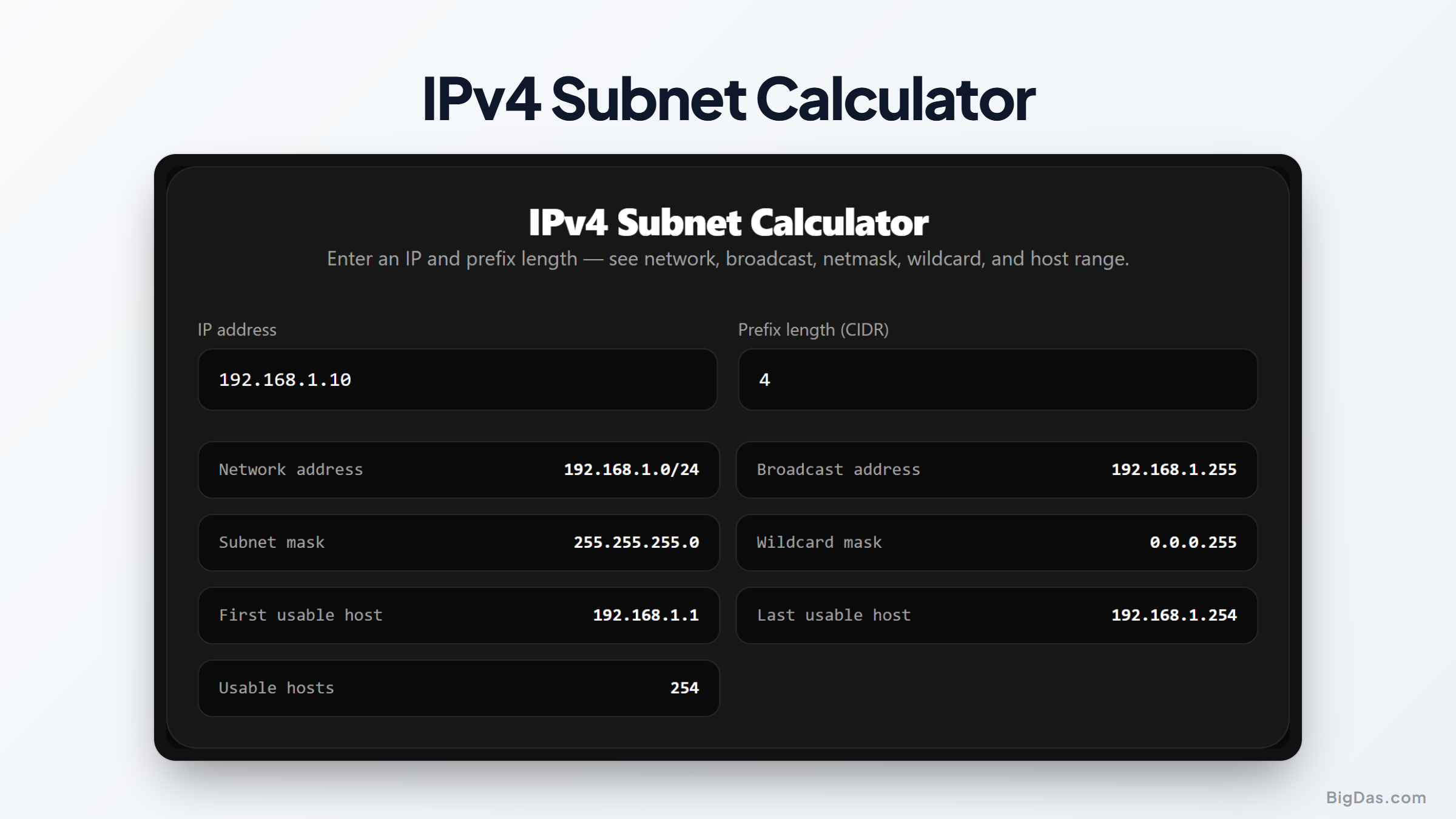 Master IPv4 Subnetting: A Guide to CIDR, Netmasks, and Host Ranges interactive tool preview