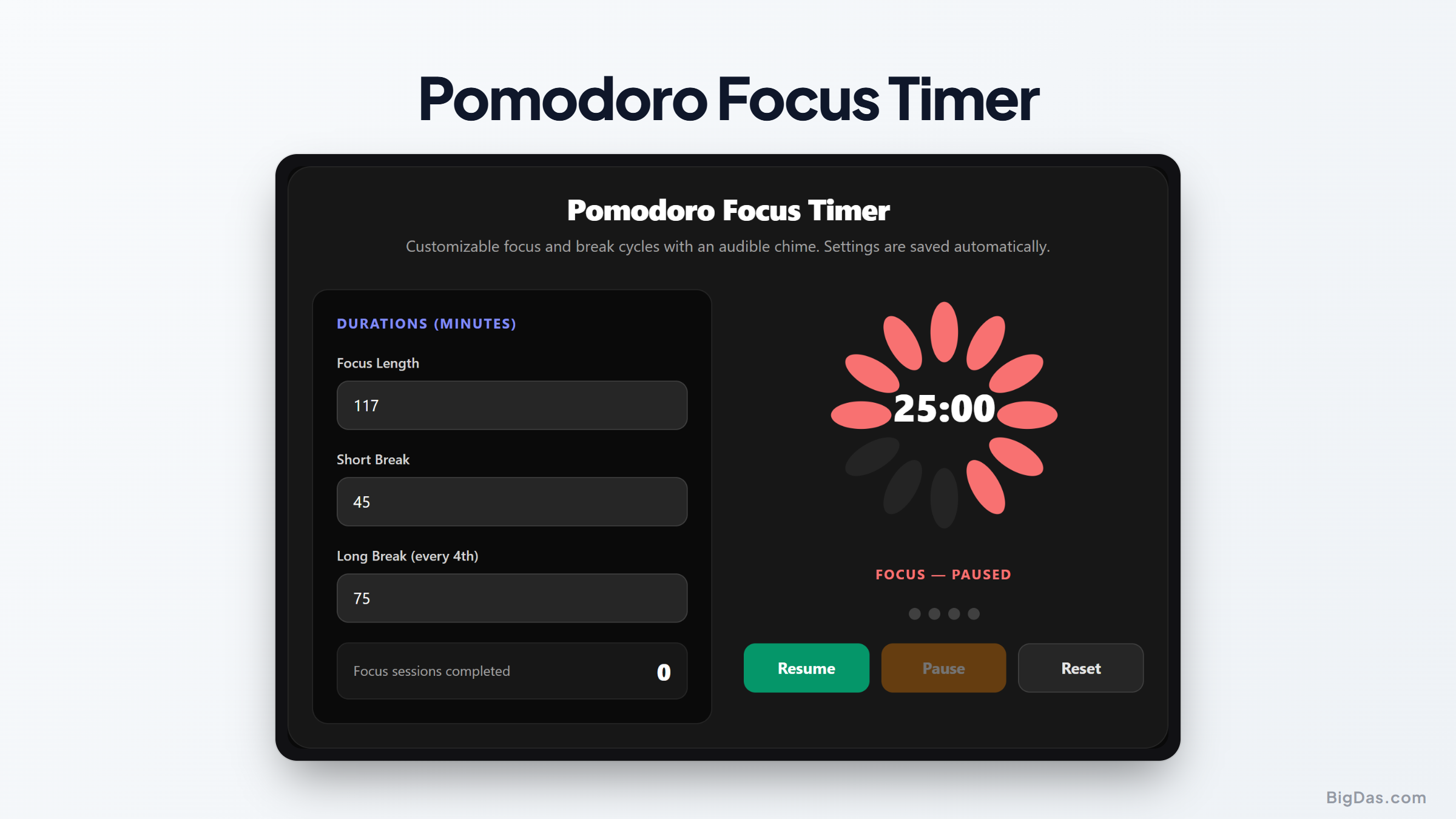 Mastering Productivity: How a Pomodoro Focus Timer Enhances Deep Work interactive tool preview