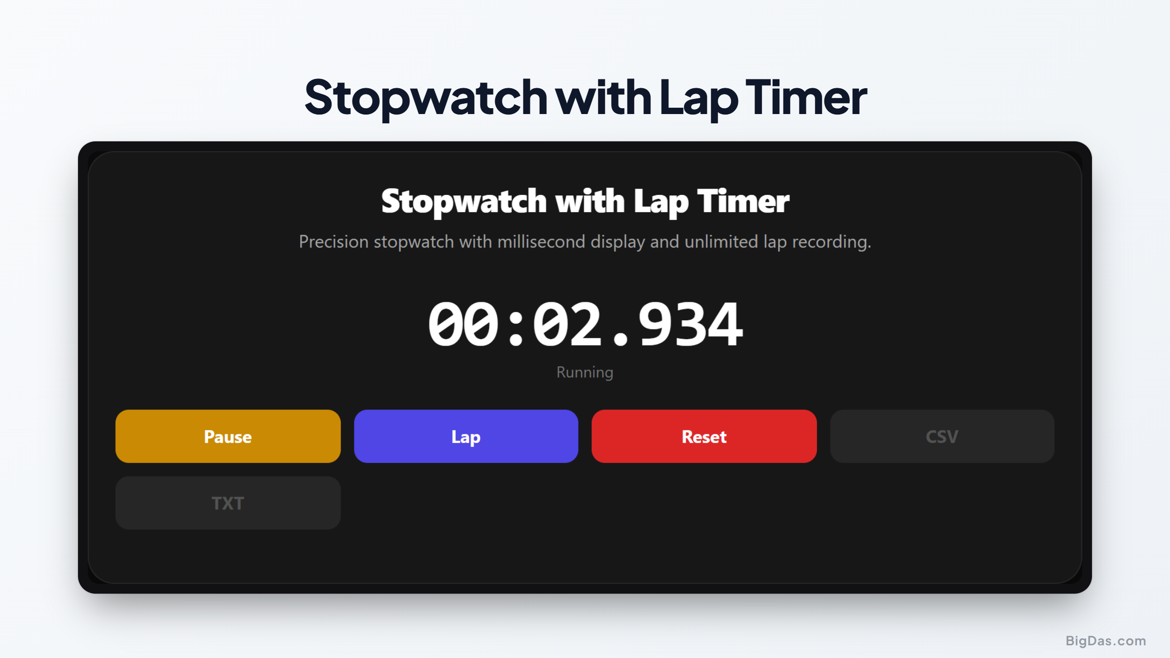 Precision Stopwatch with Lap Timer: A Professional Tool for Accurate Time Tracking interactive tool preview