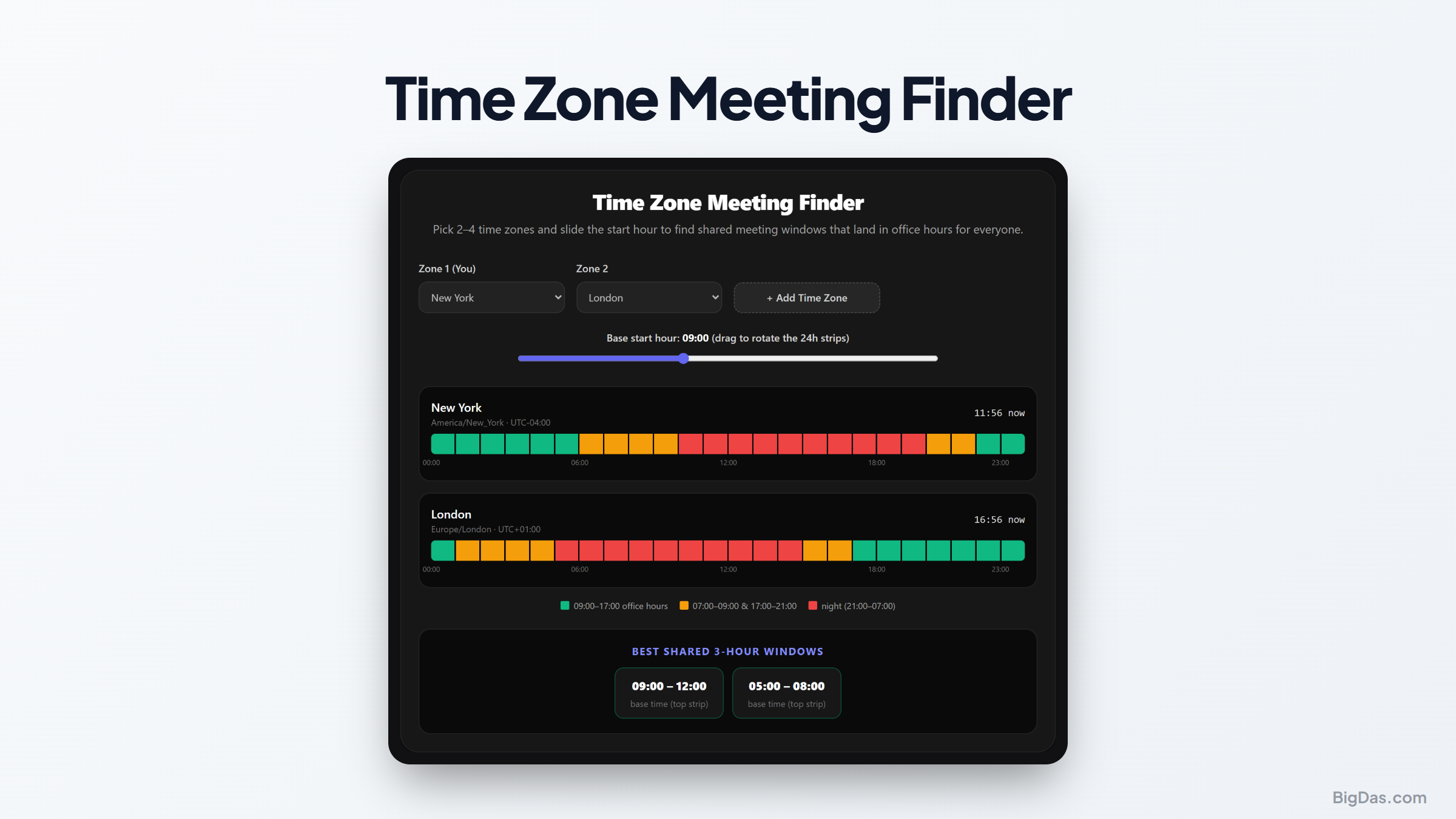 Mastering Global Collaboration: How to Use a Time Zone Meeting Finder interactive tool preview